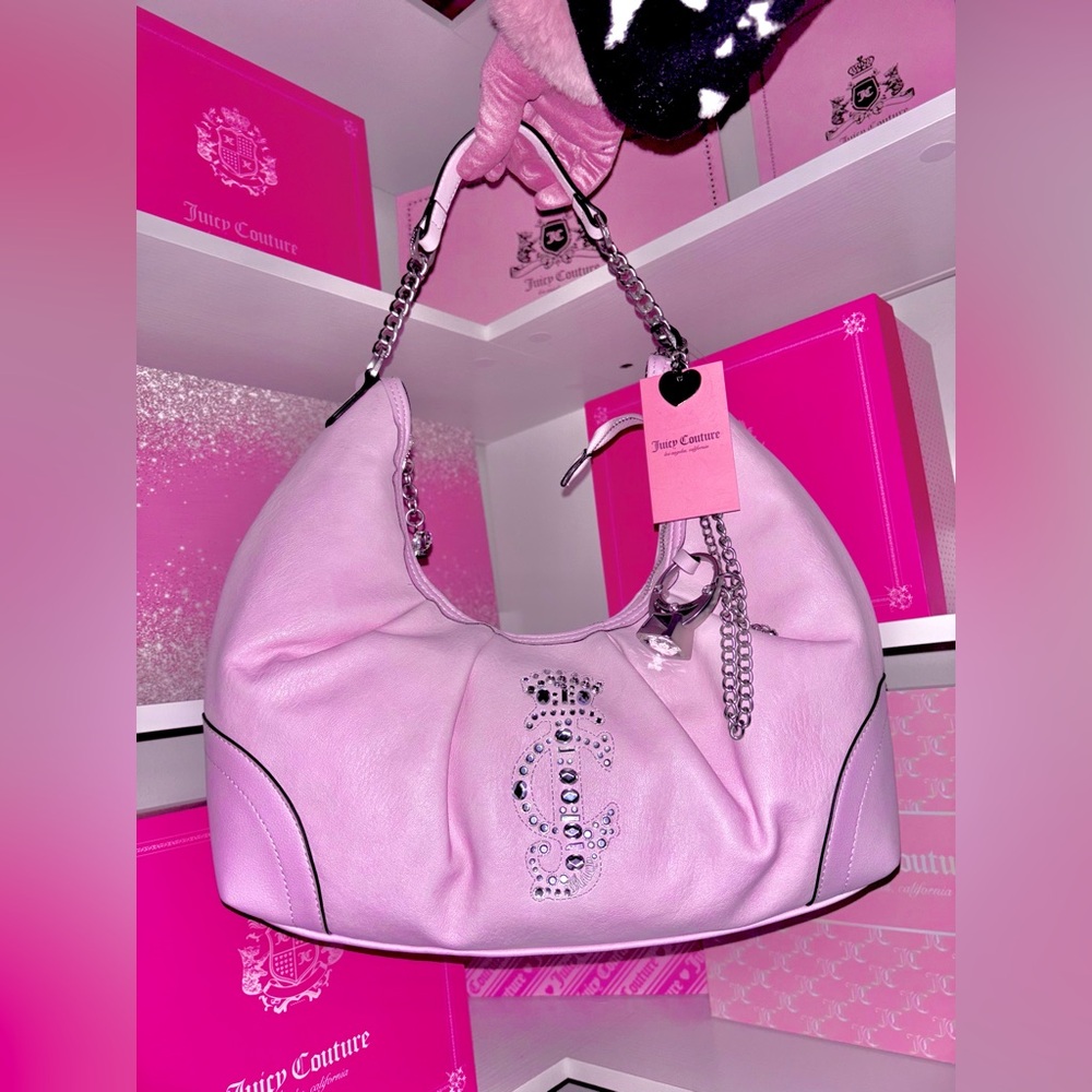 ✨Juicy Couture y2k vibes Light Pink Hobo Bag with Silver Accents